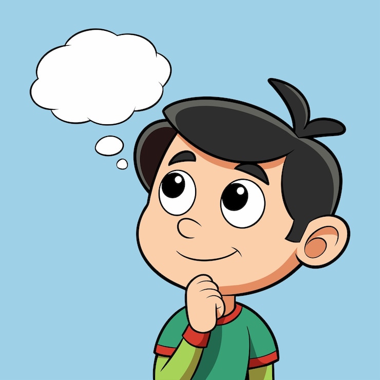 Vector a boy thinking cartoon vector illustration