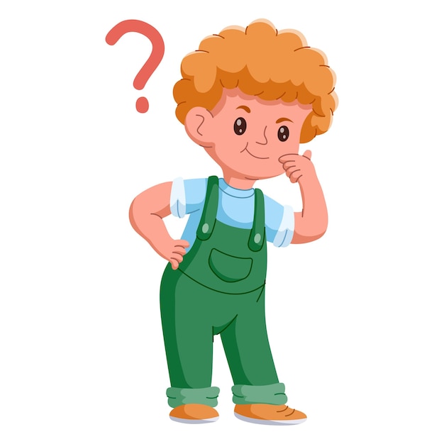 A boy thinking with question mark in callouts Vector illustration