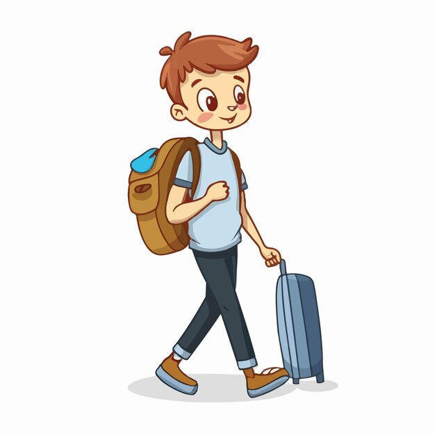 boy traveling on a white background illustrations