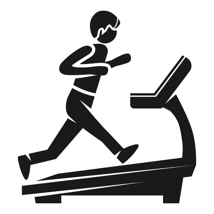 Vector boy at treadmill icon simple illustration of boy at treadmill vector icon for web design isolated on white background