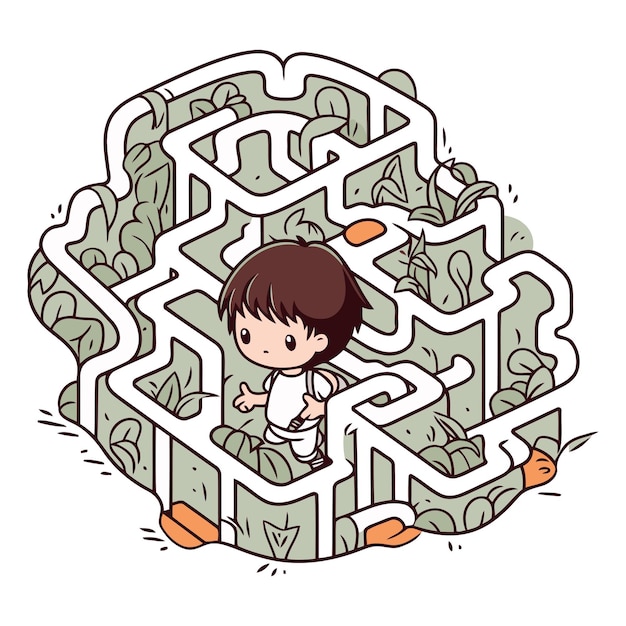 Vector boy trying to find a way out of maze