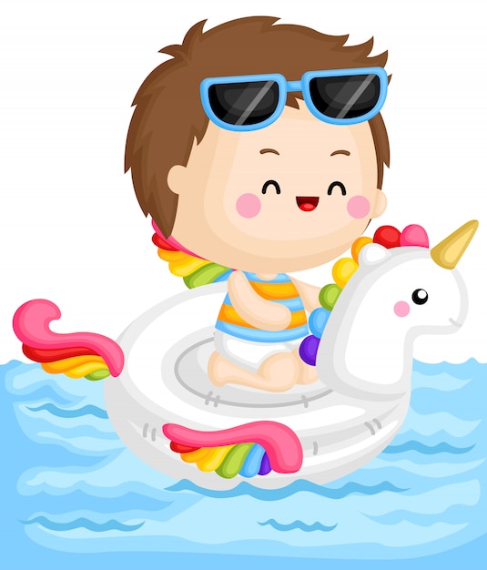 Boy on unicorn float