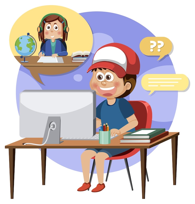 Вектор мальчик с помощью компьютерного мультфильма