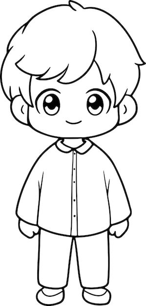 Boy vector illustration Black and white outline Boy coloring book or page for children