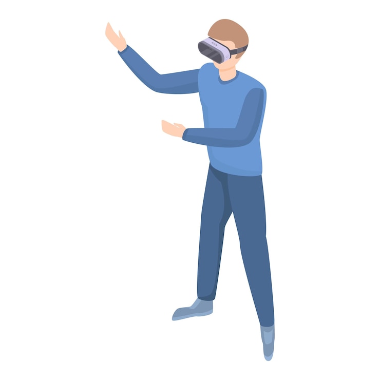 Vector boy in vr goggles icon isometric of boy in vr goggles vector icon for web design isolated on white background