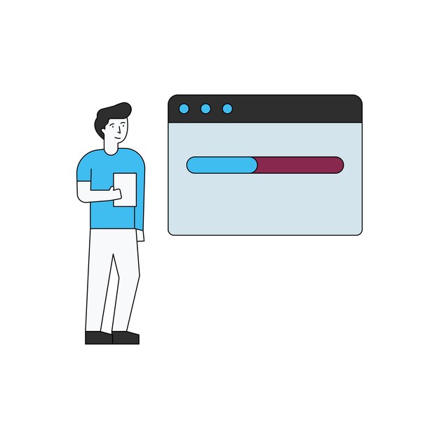 Boy watching web page loading