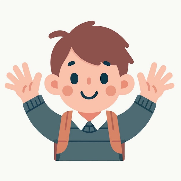 Vector boy waving hand