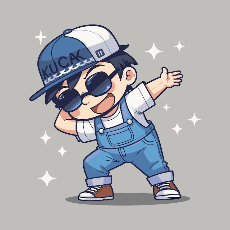 Vector 검은 모자와 선글라스를 입은 소년