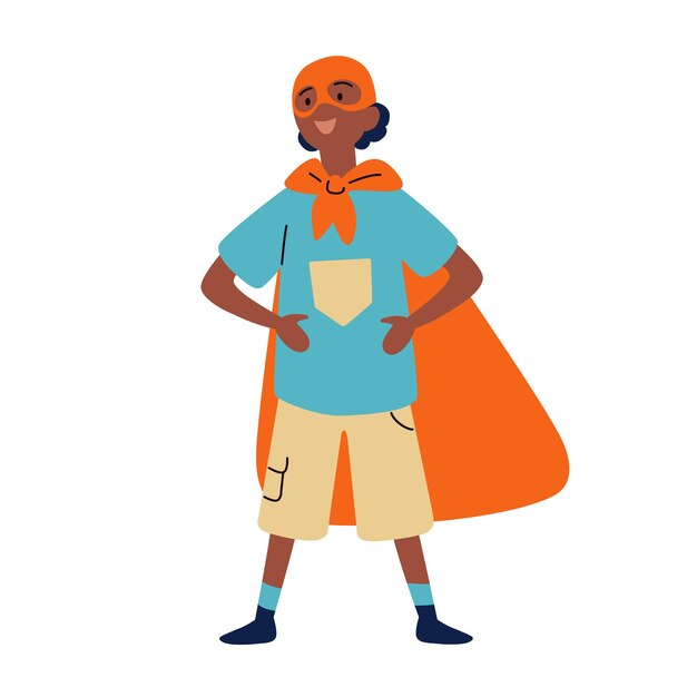 Vector boy wearing colorful costume of superhero vector