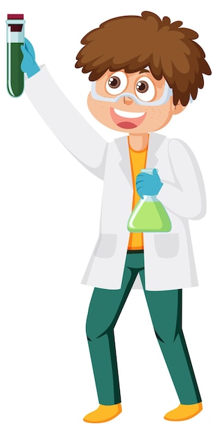 Vector a boy wearing lab coat