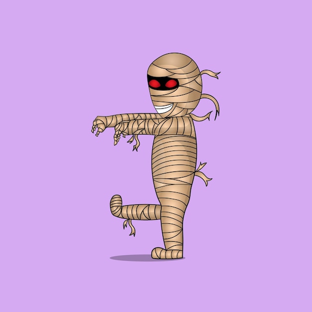 Vector boy wearing mummy costume walking