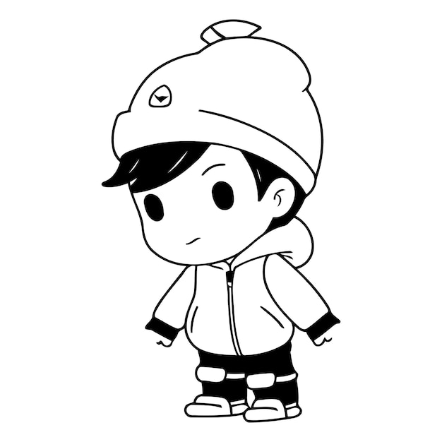 Premium vector boy in winter clothes cute cartoon character