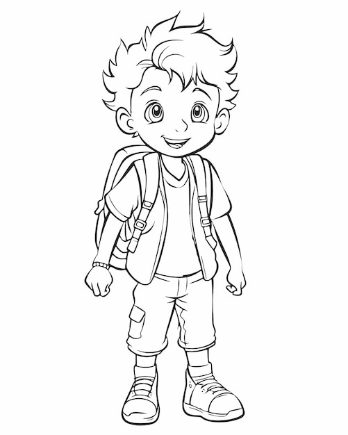 standing boy coloring pages