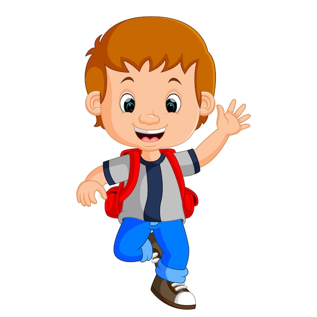 Boy with backpacks cartoon