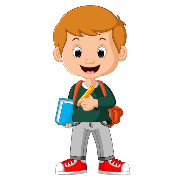 Boy with backpacks cartoon