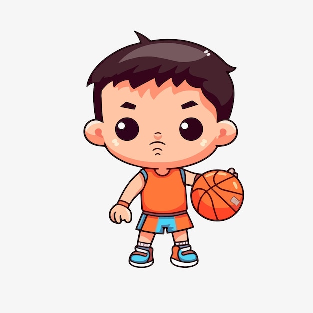 Boy with a basketball ball in orange