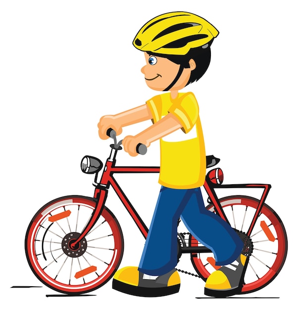 Vector boy with a bicycle vector on a white background