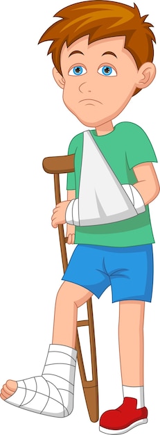 boy with broken leg and arm cartoon