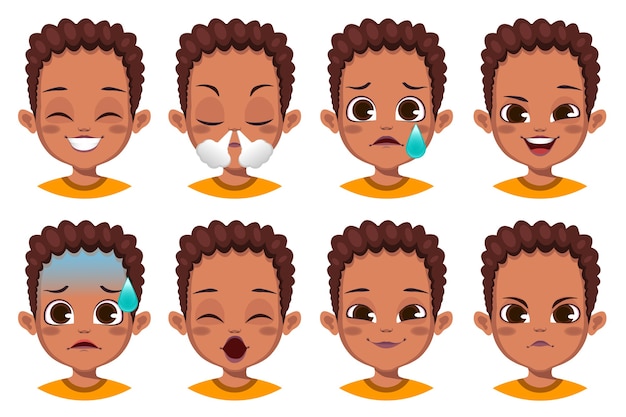 boy with different facial expression collection
