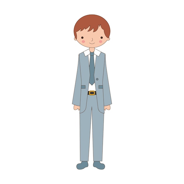 Boy with first communion suit isolated over white background vector illustration