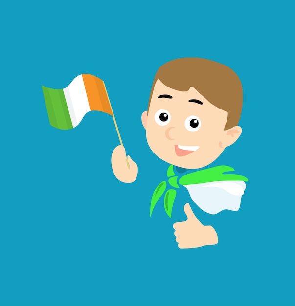 Boy with flag of Ireland