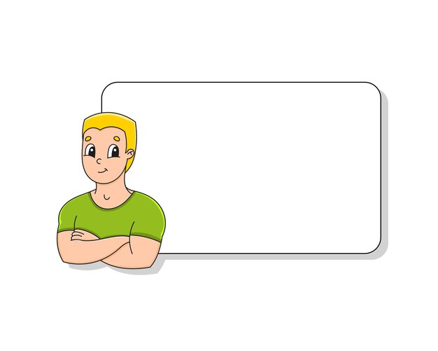 boy with folded arms and empty board Design Template