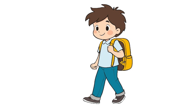 a boy with his backpack heading to school