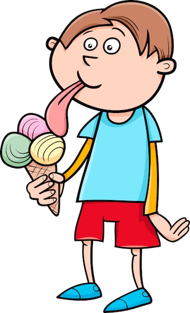 boy with ice cream cartoon