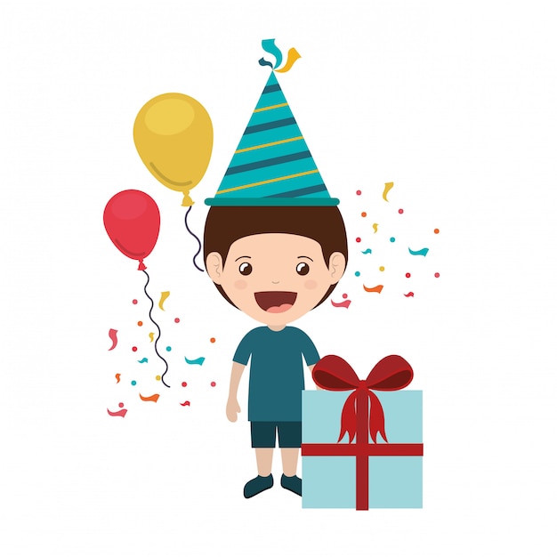 Boy with party hat in birthday celebration