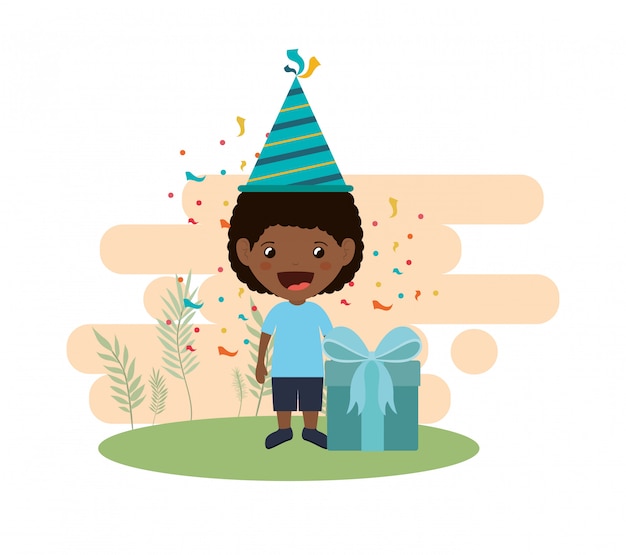 Boy with party hat in birthday celebration