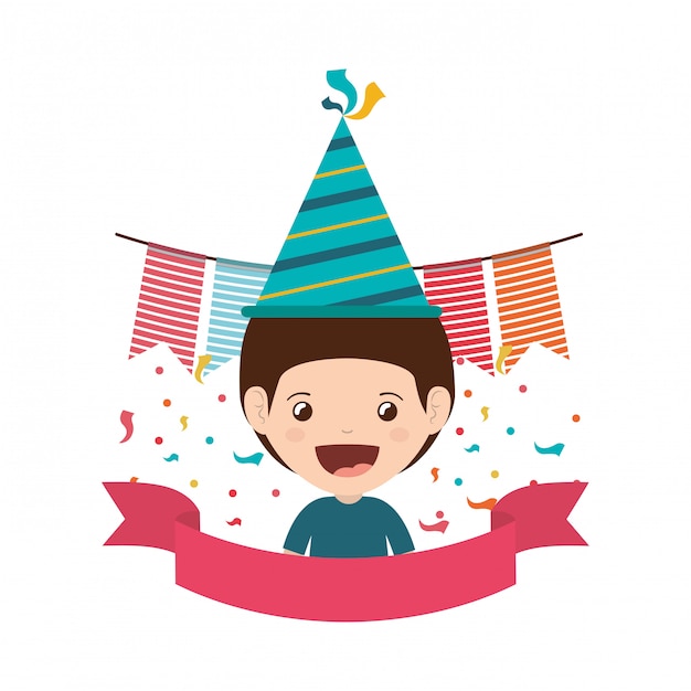 Boy with party hat in birthday celebration