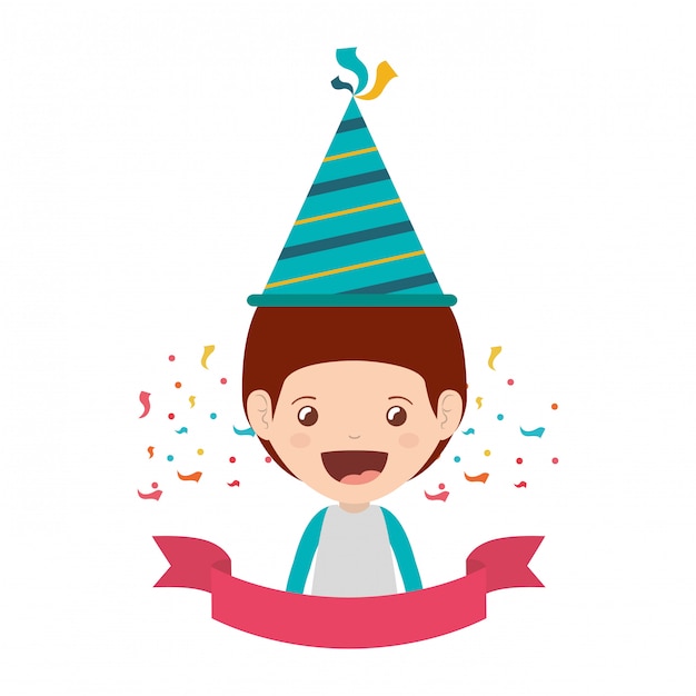 Boy with party hat in birthday celebration