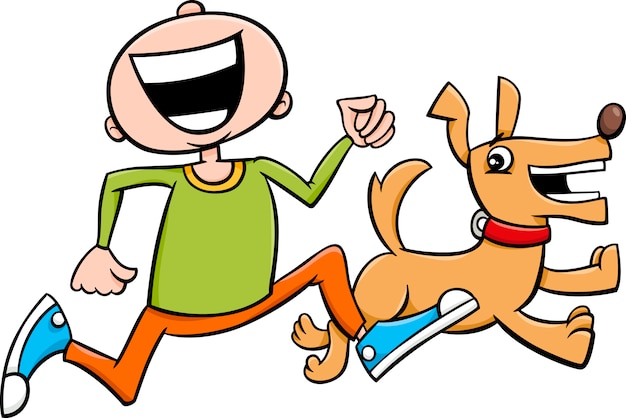 Vector boy with puppy cartoon