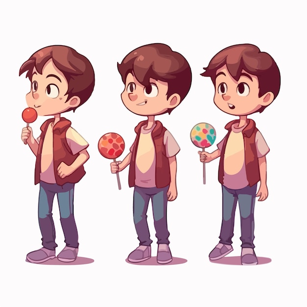 Boy with a scrumptious lollipop vector illustration young kid