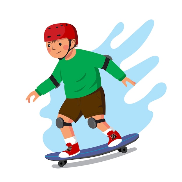 Vector boy with skateboard