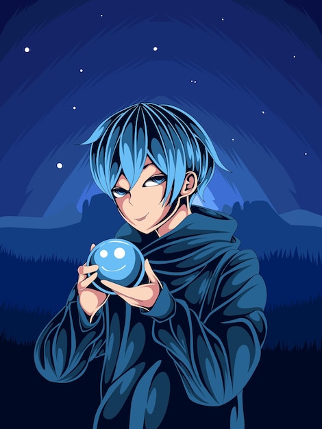 boy with smile ball illustration