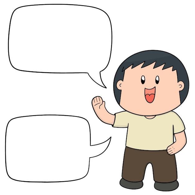 Boy with speech bubbles