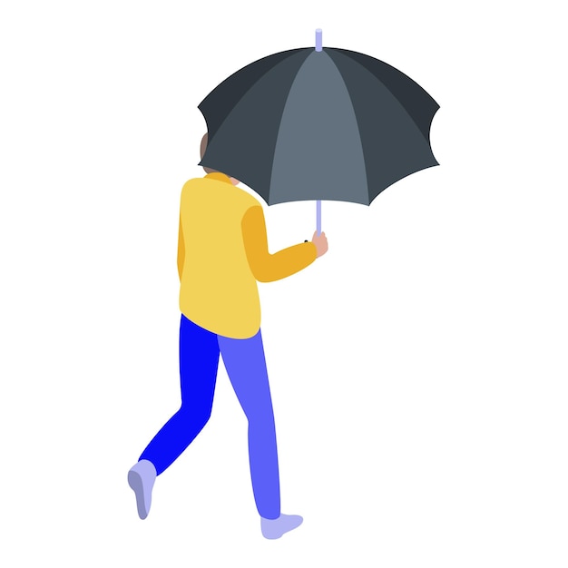 Boy with umbrella icon Isometric of boy with umbrella vector icon for web design isolated on white background