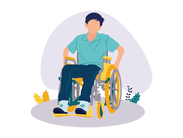 Vector boy with wheelchair