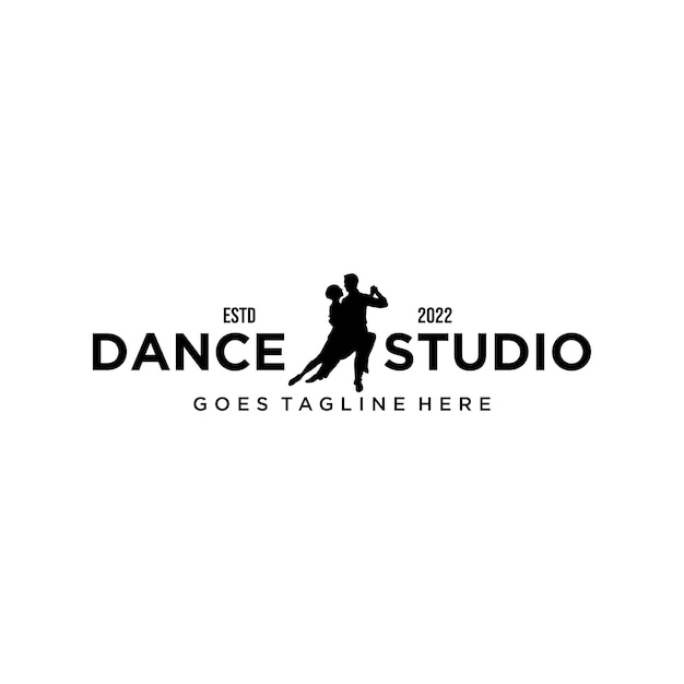 Vettore ragazzo e donna danza logo design