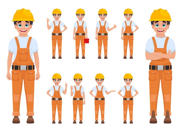 Boy worker illustration isolated on white