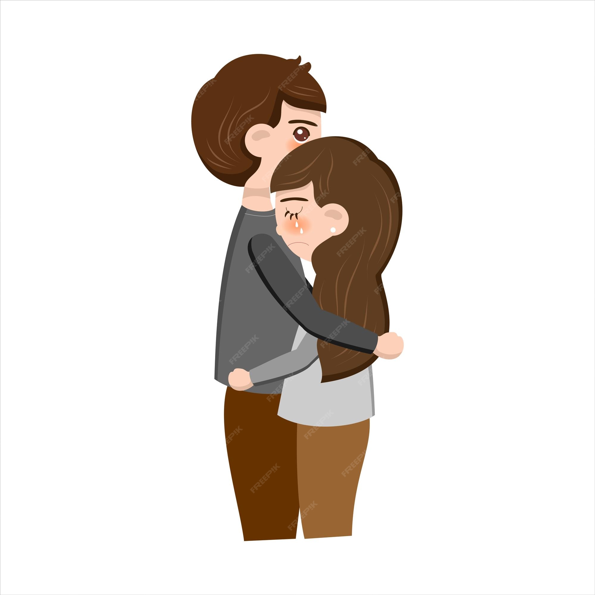 Premium Vector | Boyfriend hugging his girlfriend hand drawn vector  colorful cartoon style illustration