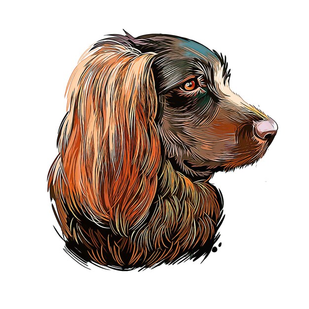 Boykin Spaniel Hondenras Aquarel Schets Hand Getekende Verf Illustratie