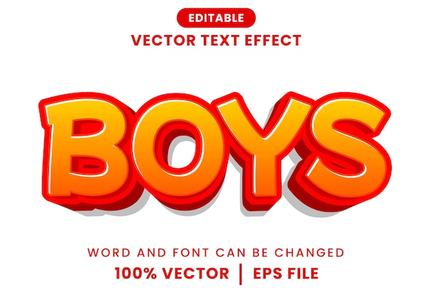 Vector boys 3d tekst effect cartoon stijl vector ontwerp