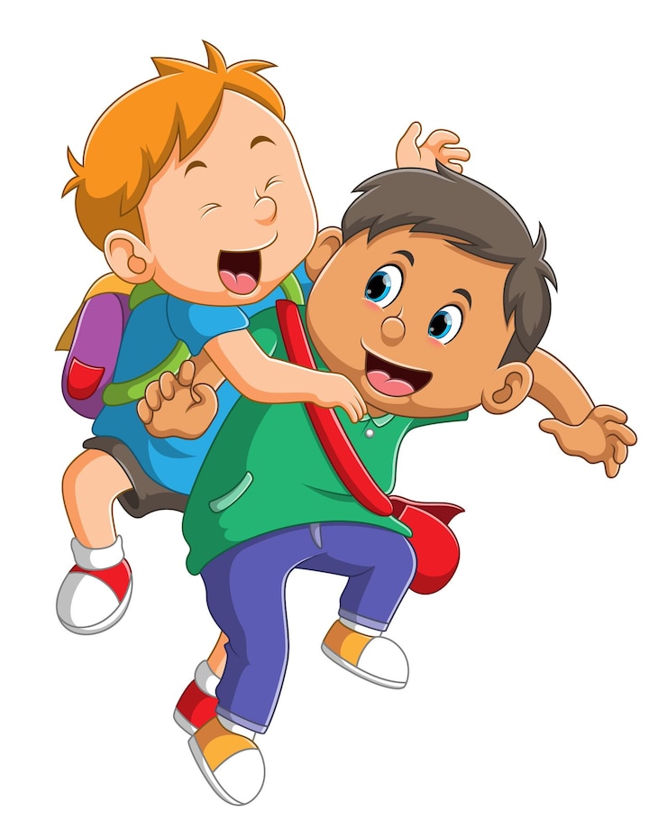 वेक्टर the boys are playing and jumping after back to school 