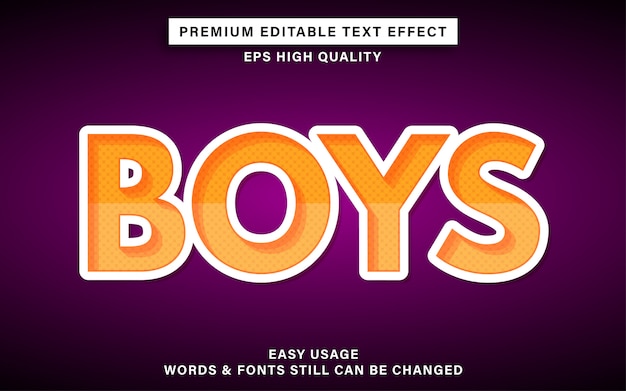 Boys editable text effect