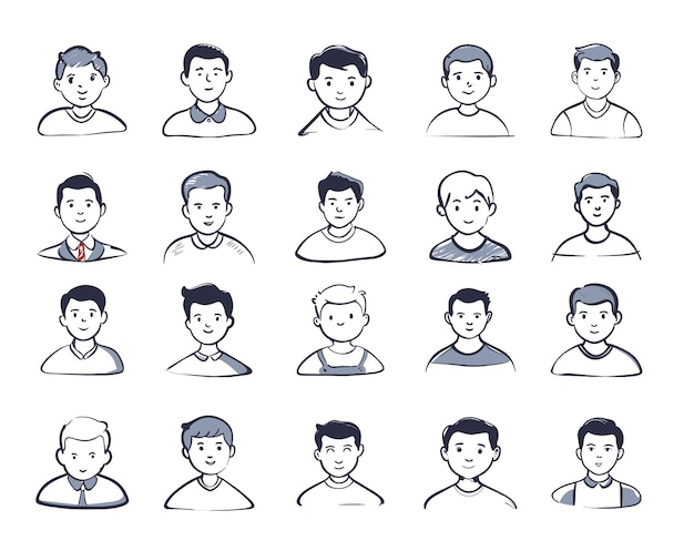 Boys Outlines Doodles vector illustratie