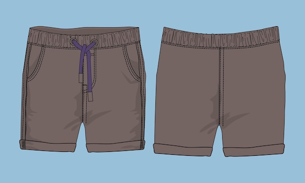 Boys Shorts pant fashion flat sketch vector illustration template