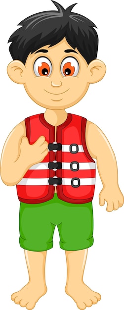 boys wearing a life jacket