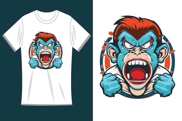 Boze aap hoofdkunst en mascotte logo-ontwerp voor t-shirt mockup en sjabloonontwerp